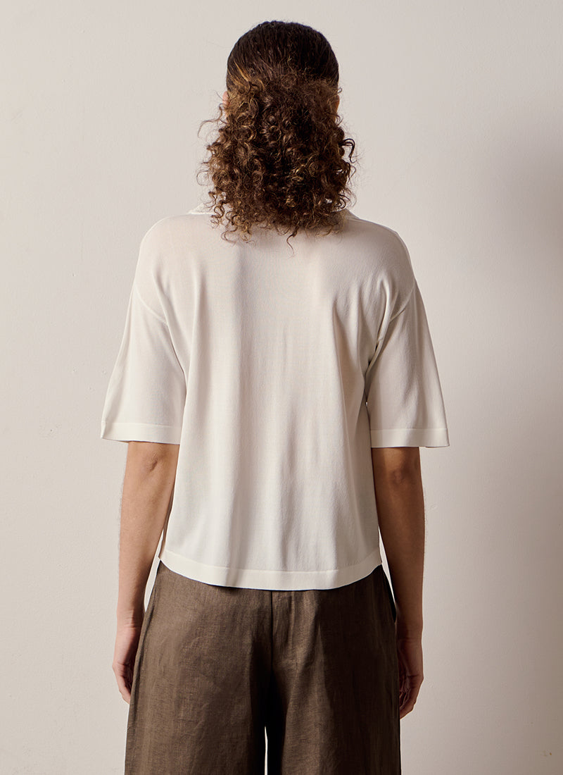 MM Girello Short Sleeve Viscose Crepe Top