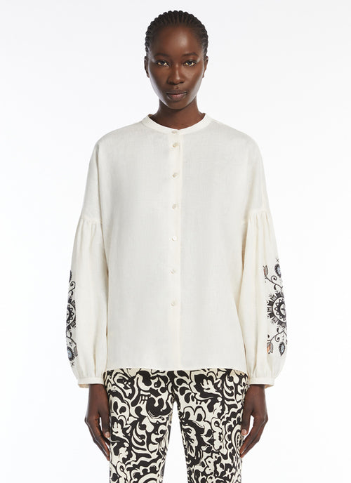 Max Mara Weekend Ilex Linen Embroidered Shirt