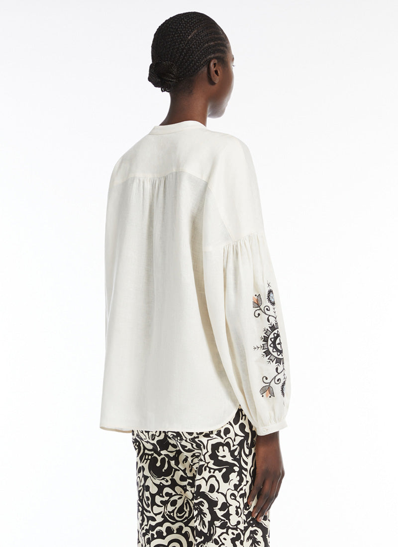 Max Mara Weekend Ilex Linen Embroidered Shirt