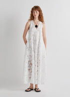 MEIMEIJ Sleeveless V-neck Lace Maxi Dress