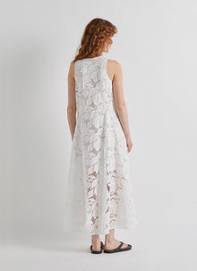 MEIMEIJ Sleeveless V-neck Lace Maxi Dress