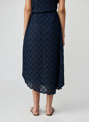 MEIMEIJ Textured Curved Hem Midi Skirt