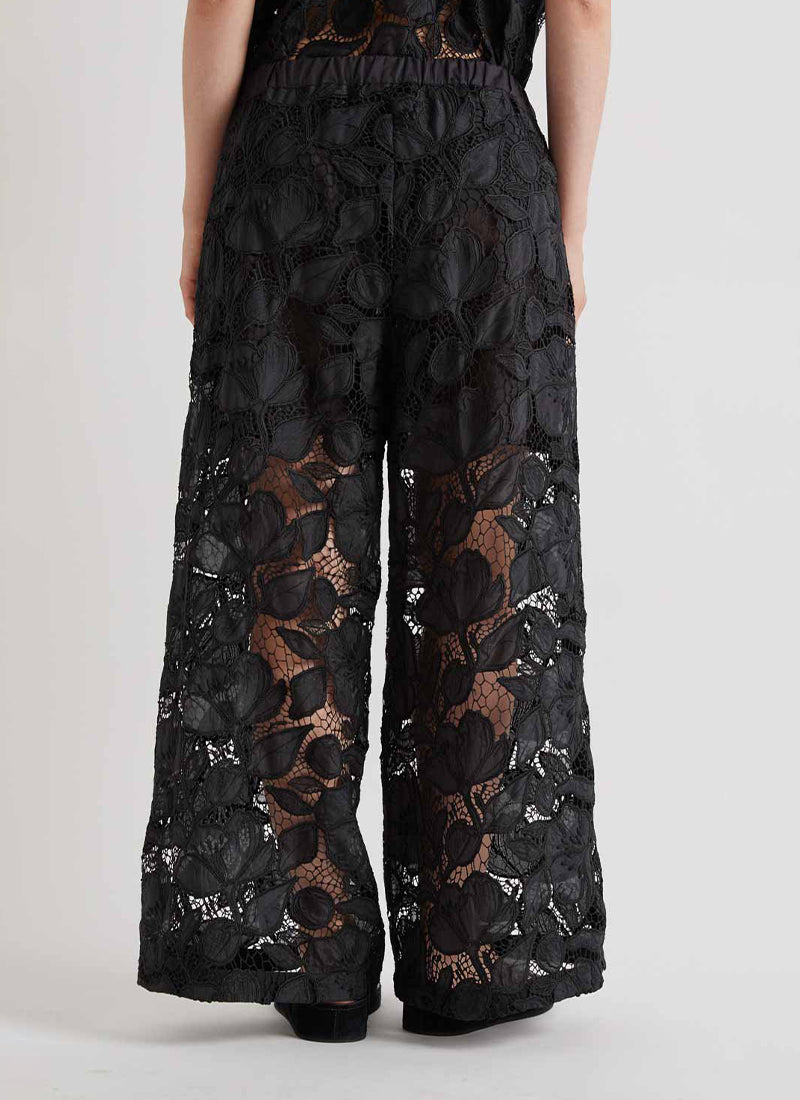 みー　TULLE LACE PANTS Lace Wide Leg Pull On Pant by MEIMEIJ | Andrews