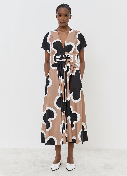 MEIMEIJ Corset Belted Print Dress-