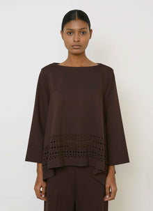 MEIMEIJ Open Neck Flowy Laser Cut Trim Top