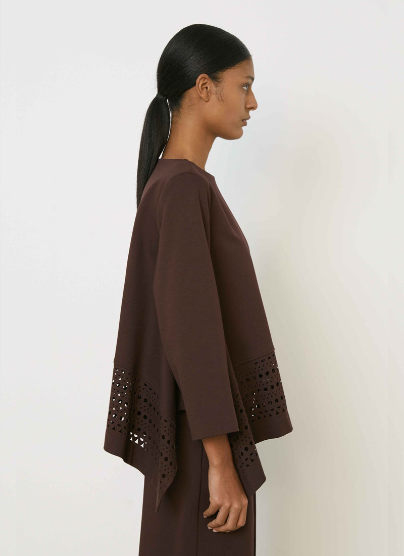 MEIMEIJ Open Neck Flowy Laser Cut Trim Top