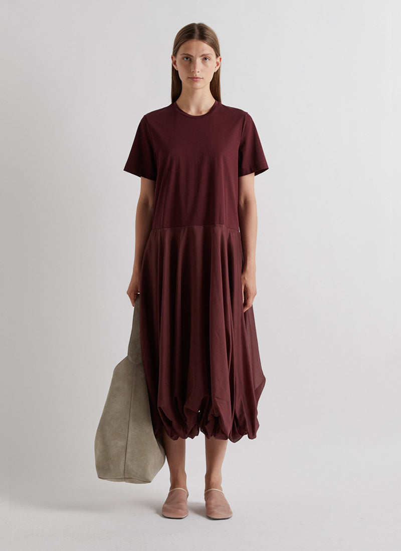 MEIMEIJ Short Sleeve Bubble Hem Midi Dress