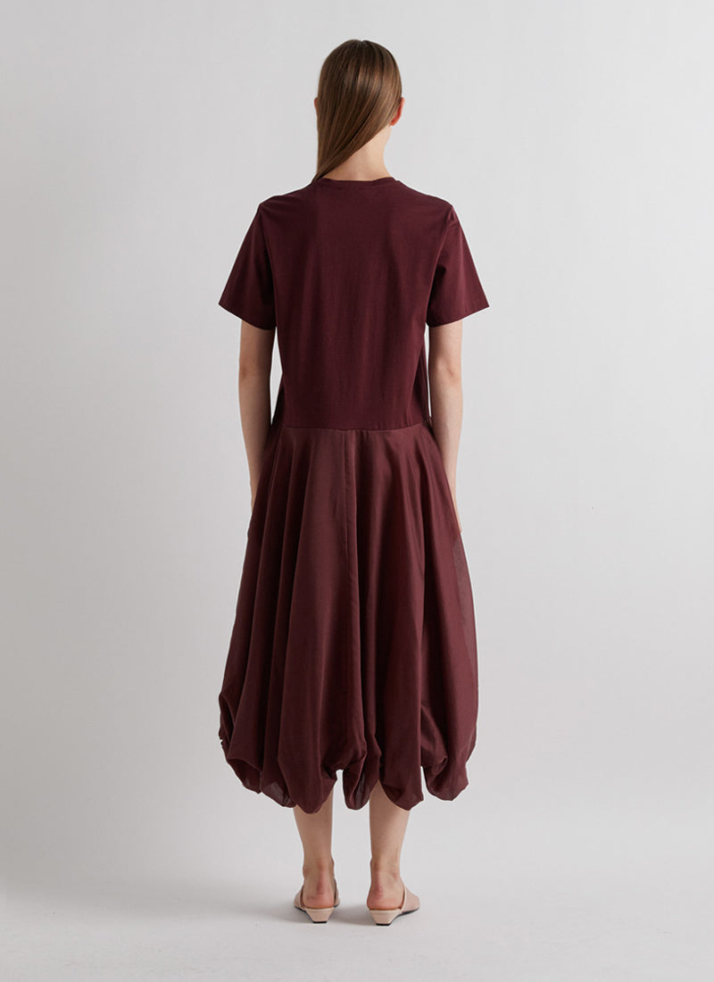 Short Sleeve Bubble Hem Midi Dress by MEIMEIJ