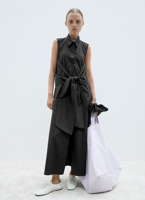MEIMEIJ Belted Sleeveless Shirt Dress