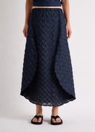 MEIMEIJ Textured Curved Hem Midi Skirt