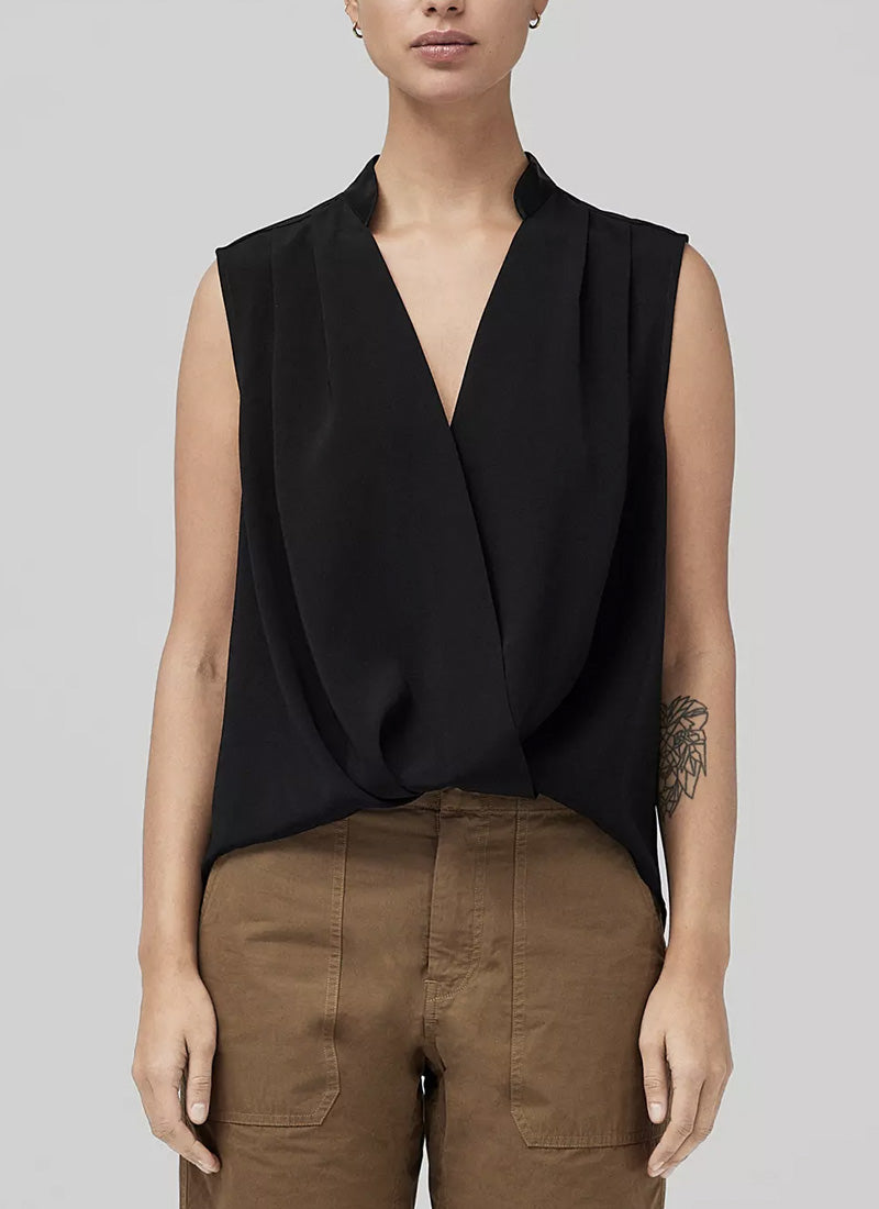Meredith Crossover Satin Blouse
