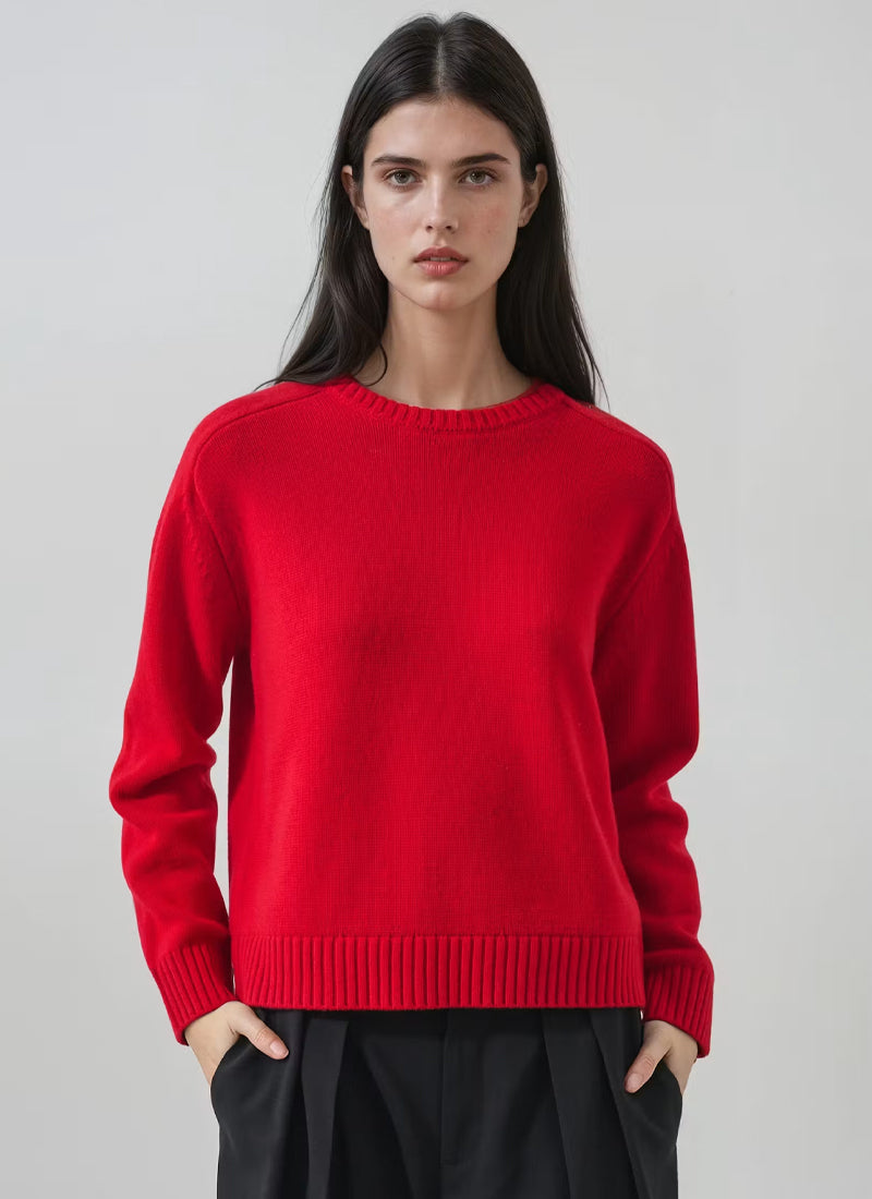 Merino Cashmere Relaxed Crew Neck Pullover