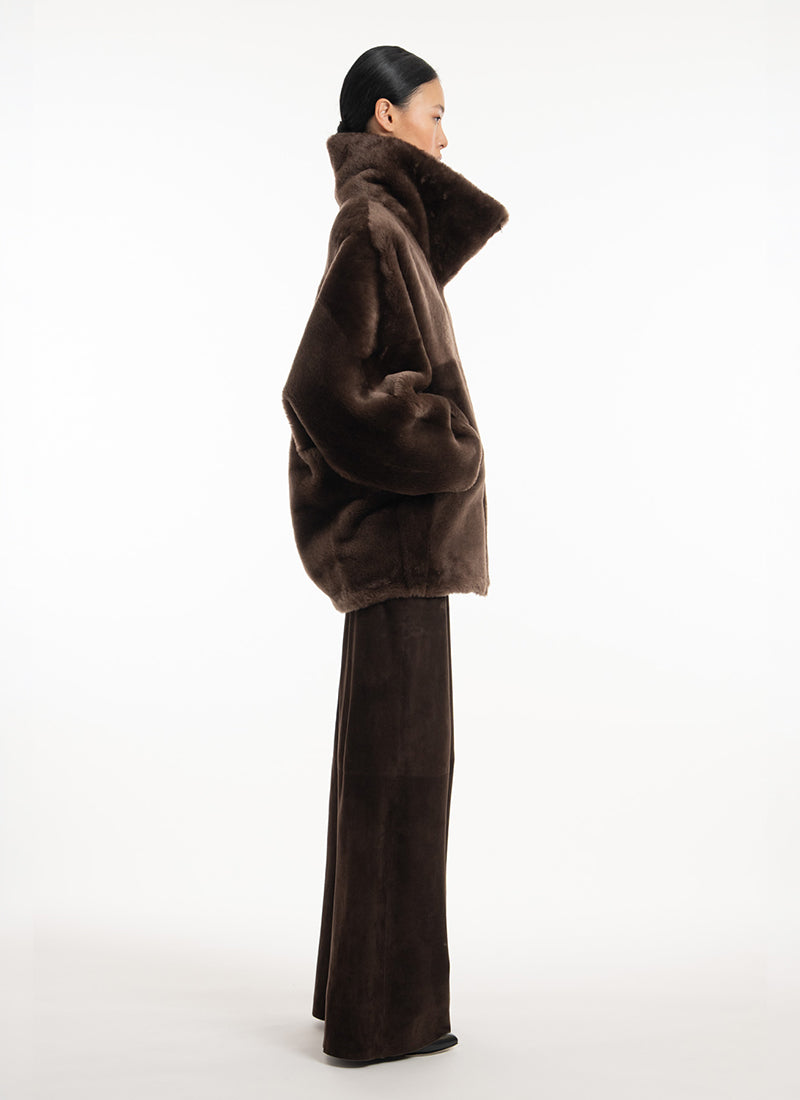 Merino Shearling High Neck Jacket