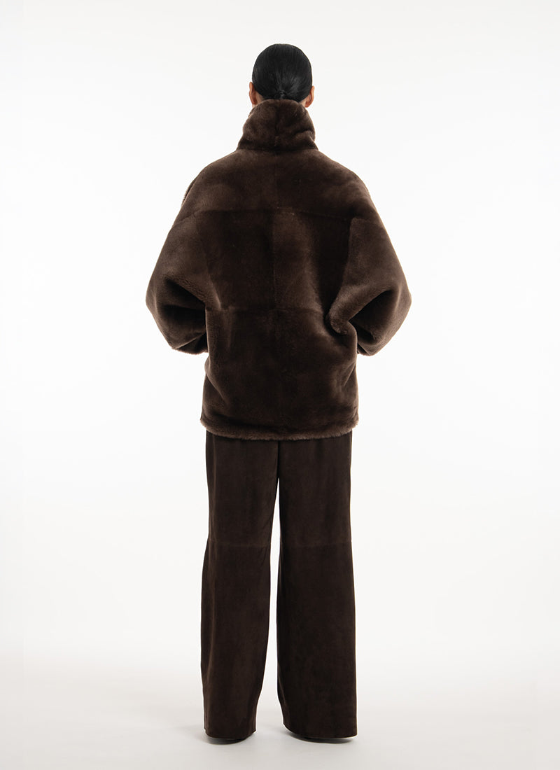 Merino Shearling High Neck Jacket