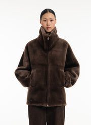 Merino Shearling High Neck Jacket