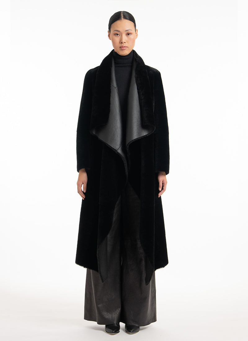 Merino Shearling Reversible Long Coat