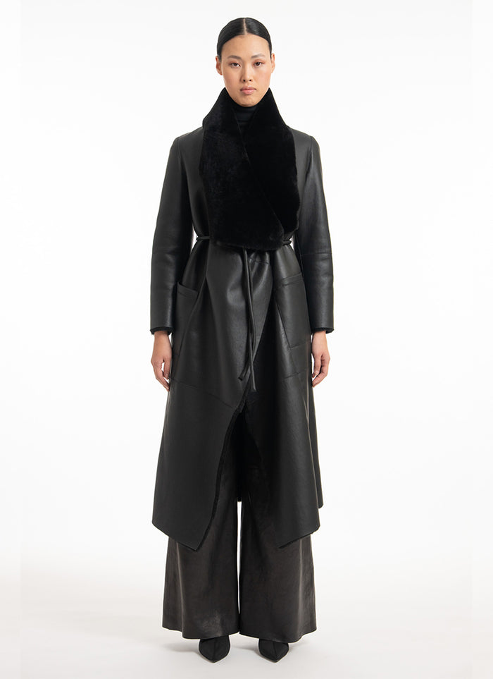 Merino Shearling Reversible Long Coat