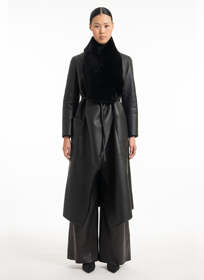 Merino Shearling Reversible Long Coat
