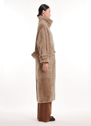 Merino Shearling Long High Neck Coat