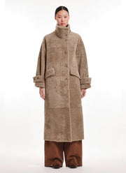 Merino Shearling Long High Neck Coat