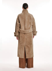 Merino Shearling Long High Neck Coat