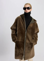 UTZON Merino Straight Long Hooded Jacket
