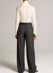 Mid Rise Tailored Wool Wide Leg Pant