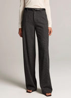 Mid Rise Tailored Wool Wide Leg Pant