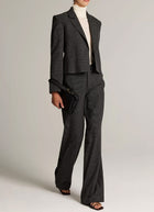 Mid Rise Tailored Wool Wide Leg Pant