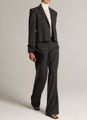 Mid Rise Tailored Wool Wide Leg Pant