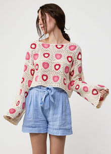 MILO'S Crochet Heart Sweater