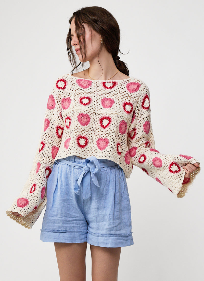 MILO'S Crochet Heart Sweater