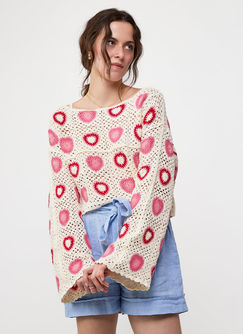 MILO'S Crochet Heart Sweater