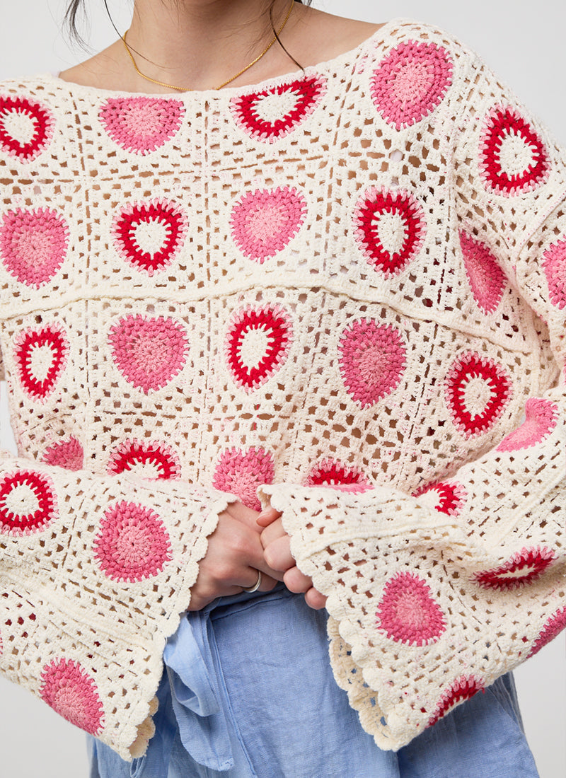 MILO'S Crochet Heart Sweater