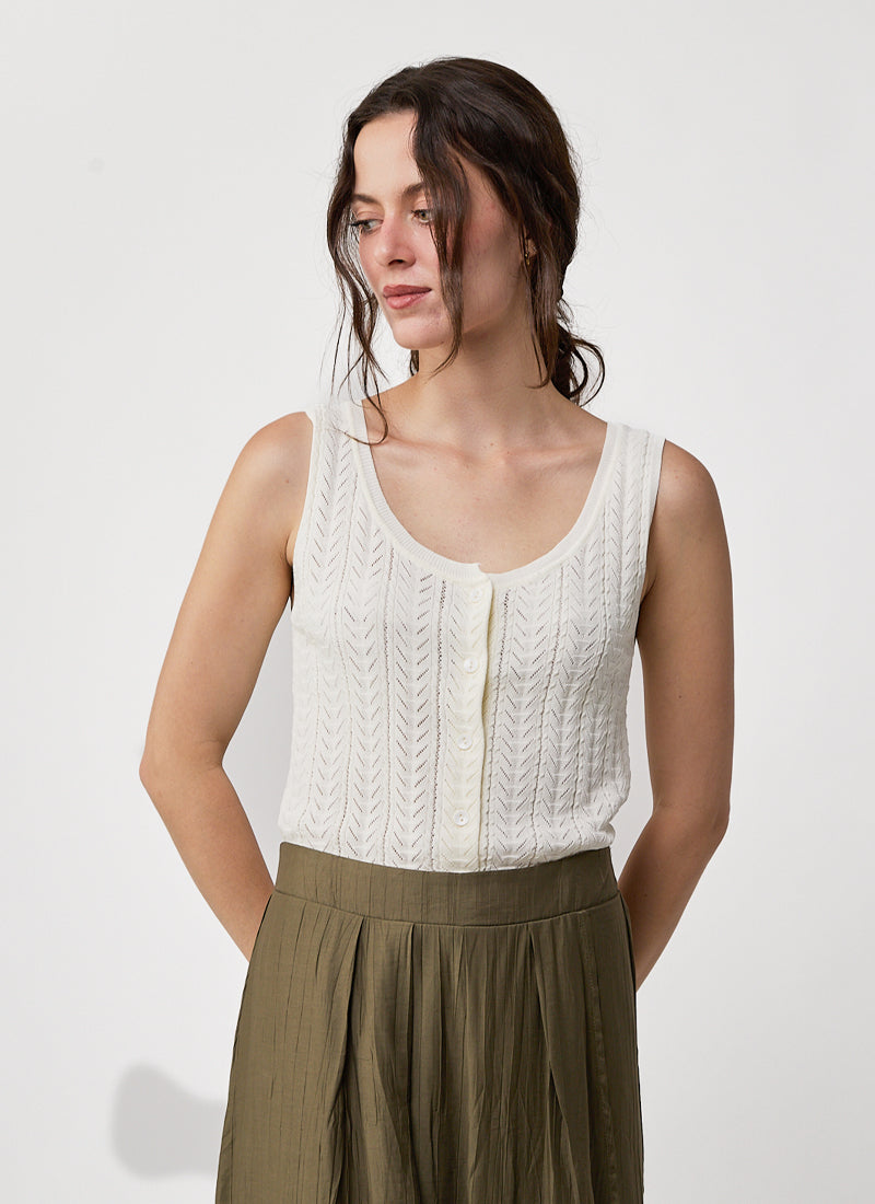  Pointelle Button Up Tank by MILO'S at Andrews 