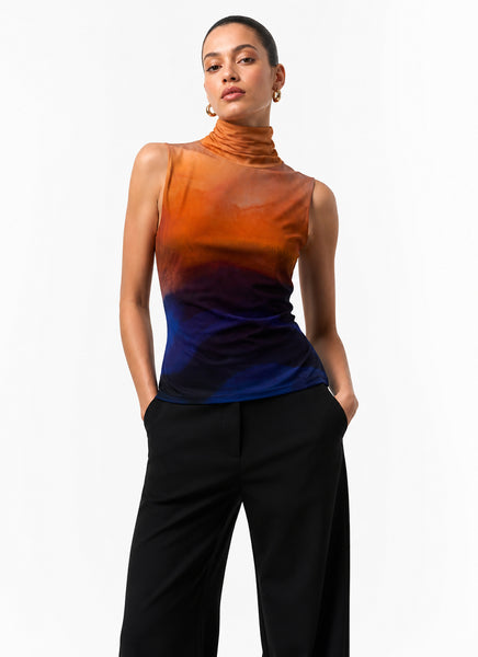 Printed Jersey Sleeveless Turtleneck Top by MILTON-PARC | Andrews Printed Jersey Sleeveless Turtleneck Top by MILTON-PARC | Andrews
