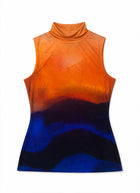 MILTON-PARC Printed Jersey Sleeveless Turtleneck Top