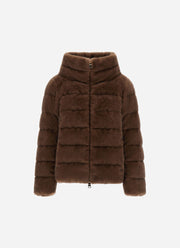 Faux Mink Short High Collar Puffer Jacket