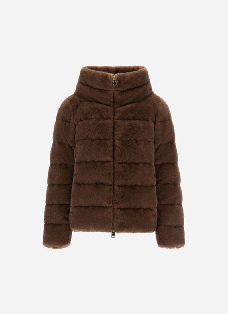 Faux Mink Short High Collar Puffer Jacket