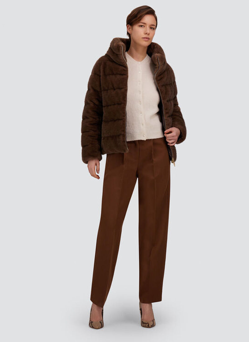 Faux Mink Short High Collar Puffer Jacket