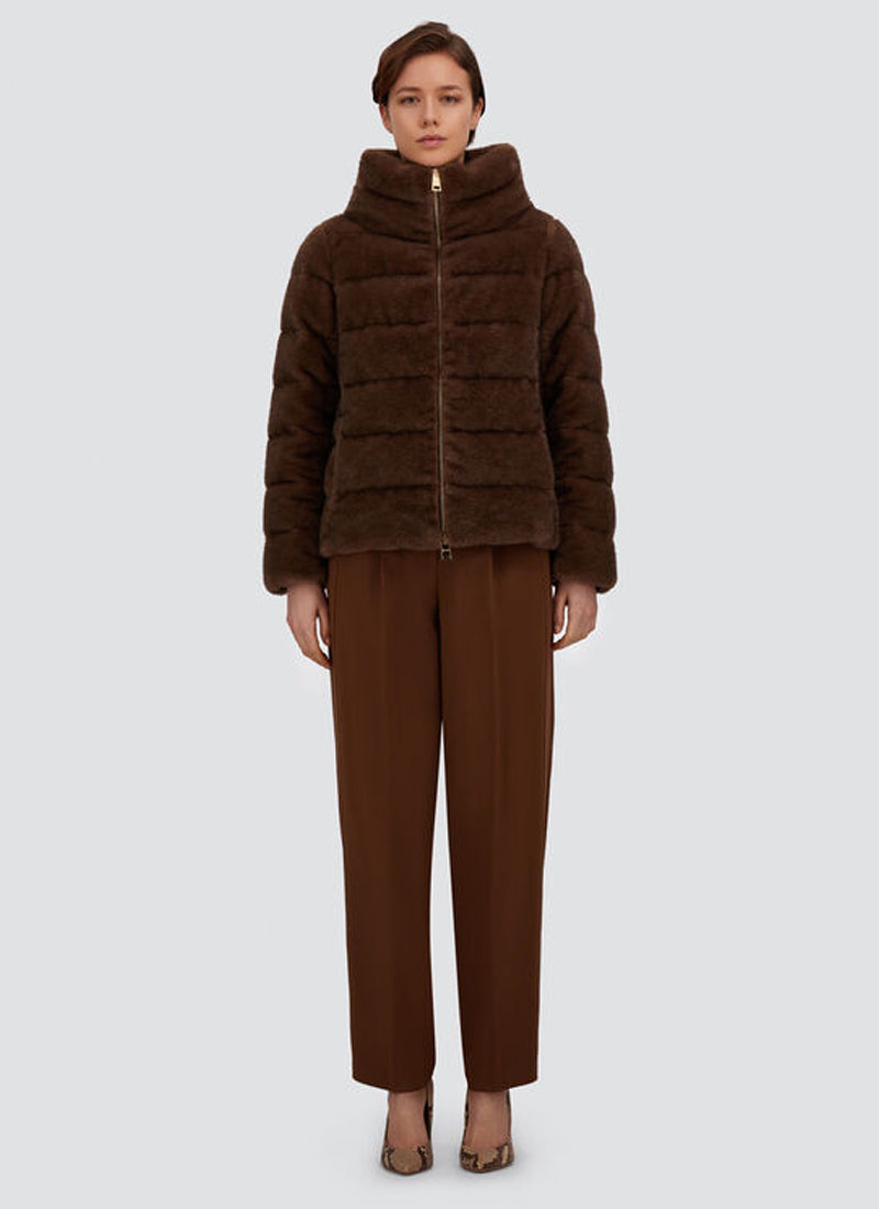 Faux Mink Short High Collar Puffer Jacket