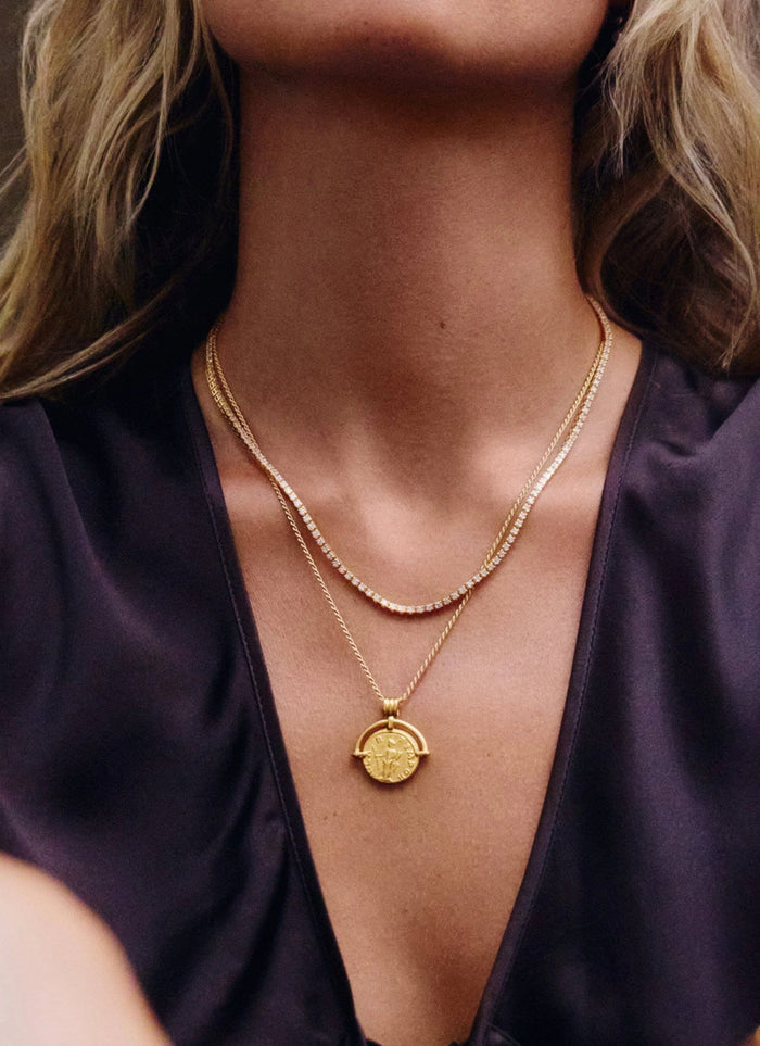 MISSOMA Lucy Williams Medium Engrave Roman Arc Coin Necklace