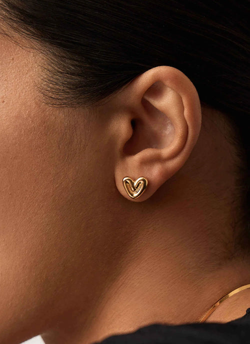 Puffy Mini Heart Stud Earrings by Missoma