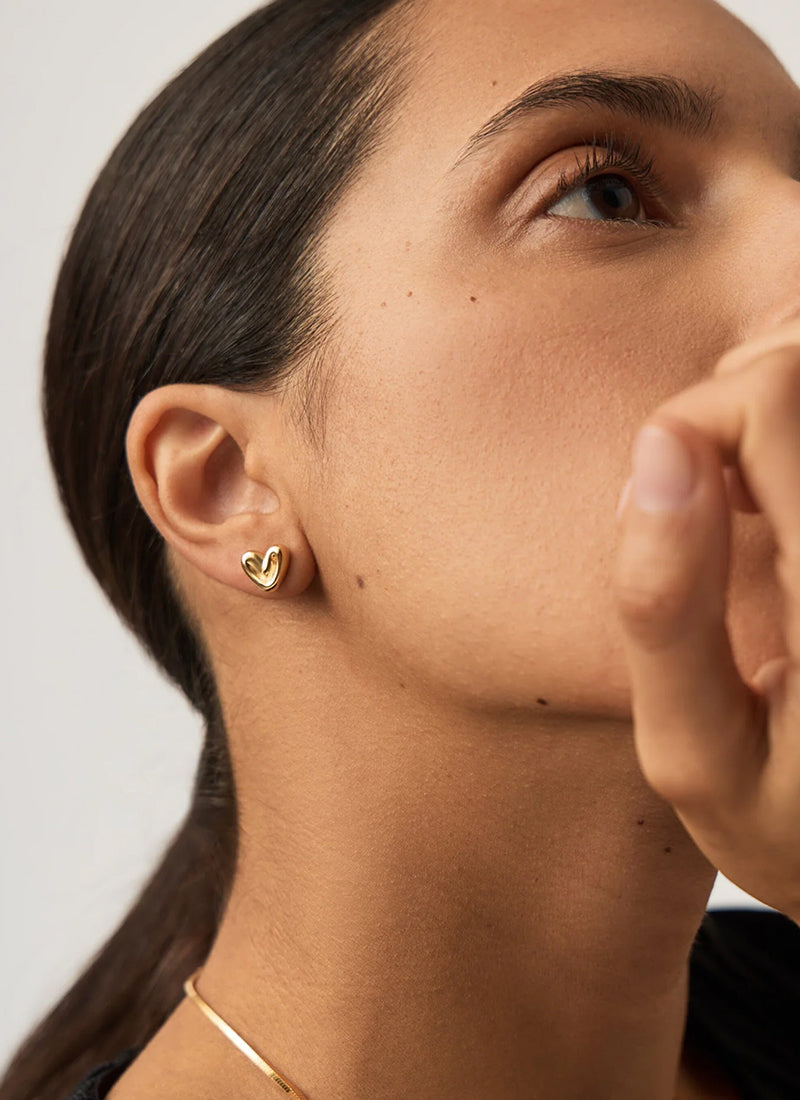 Puffy Mini Heart Stud Earrings by Missoma