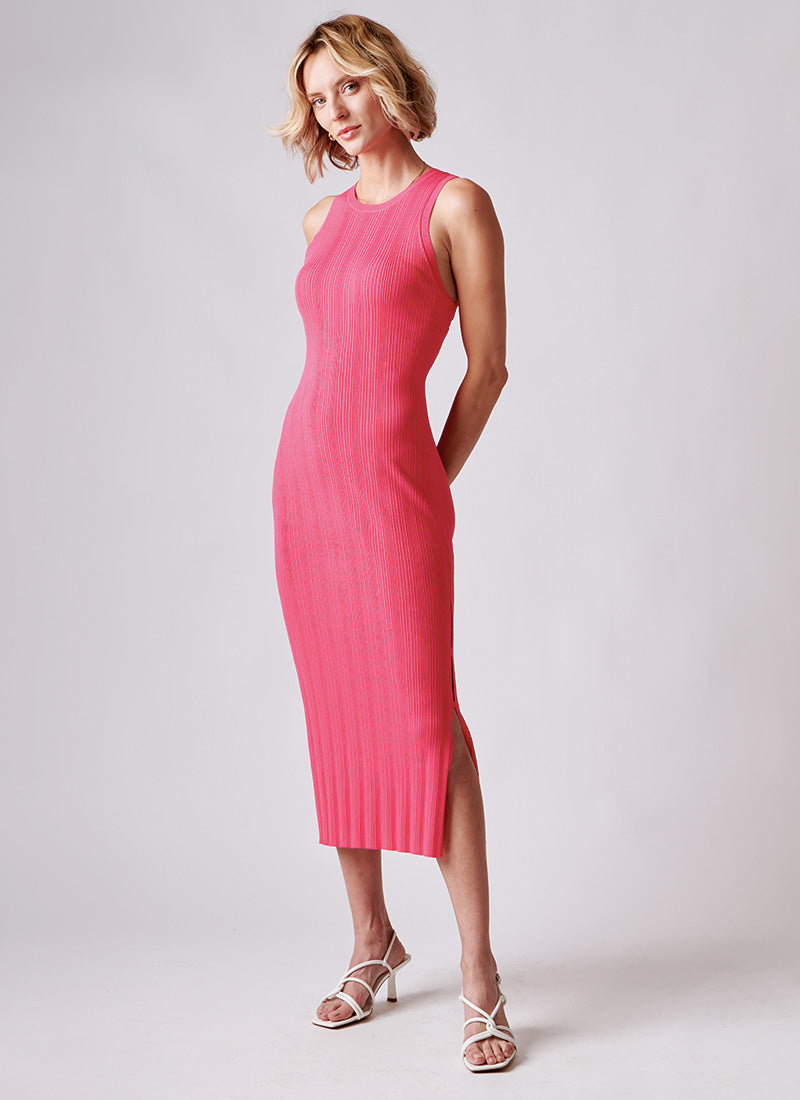 Frame Mixed Rib Cut-Out Midi Dress