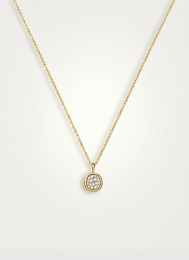 Molten Soft Square Pave Pendant Necklace