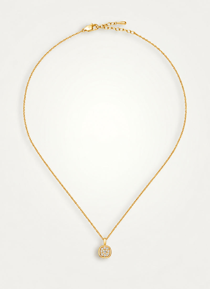 Molten Soft Square Pave Pendant Necklace