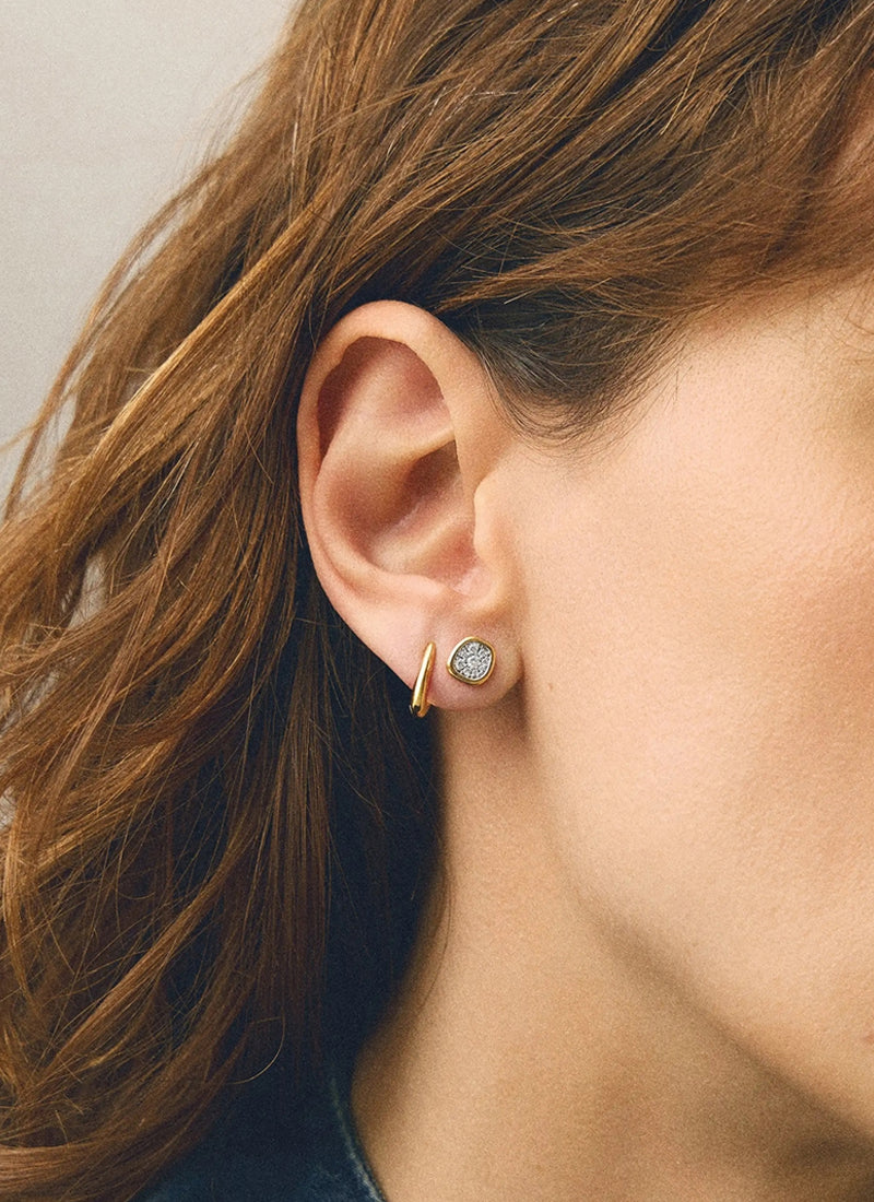 Molten Soft Square Pave Stud Earrings