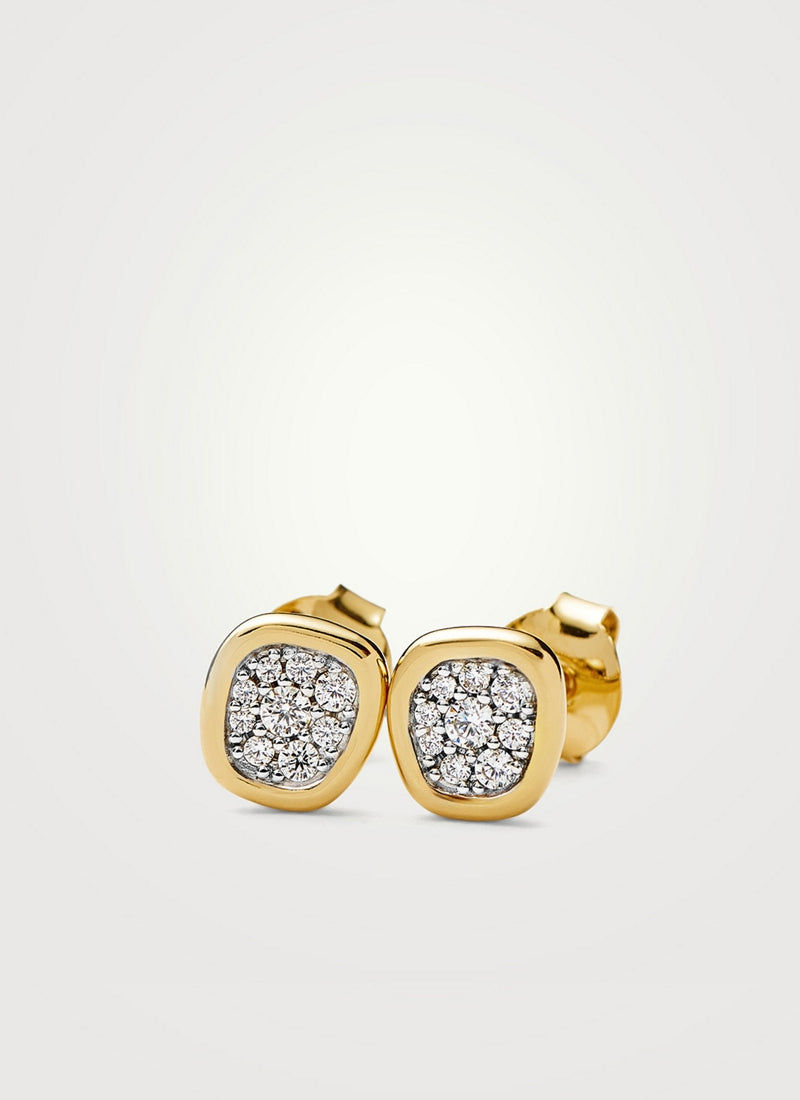 Molten Soft Square Pave Stud Earrings