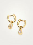 Molten Teardrop Pave Charm Hoop Earrings